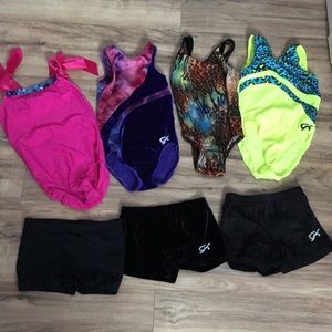 Girls gymnastics/dance leotards and shorts